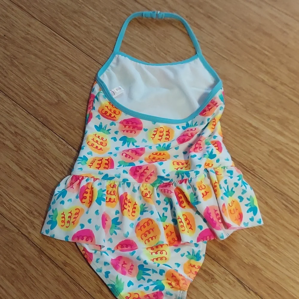 🎁 10/$25 pineapple one piece swimsuit, one piece, sz 4, with ruffle and halter